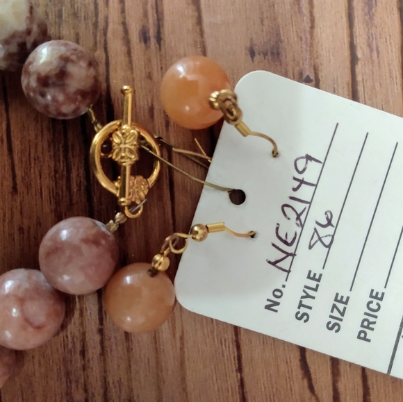 Handmade 12" Earthtone Necklace and Earring Set - Picture 2 of 3